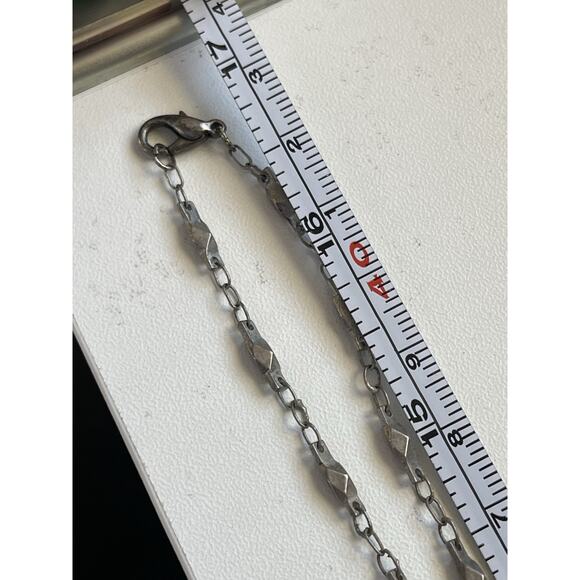 Necklace Filagree Roman Cross with Blue Acrylic Stones Silver Tone Long 32” - Picture 7 of 7